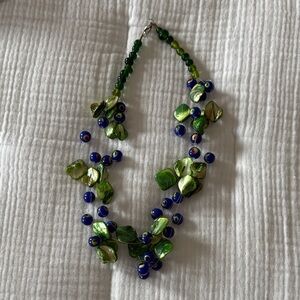 Elegant Green and Blue Beaded Necklace